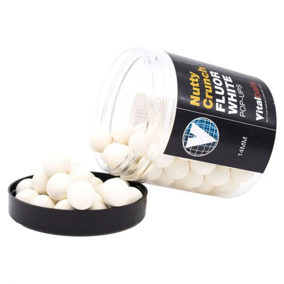 Vital Baits Pop-ups Nutty Crunch Fluor White 80g i gruppen Sluker / Boilies Og Grunnfõr / Popups & Wafters hos Sportfiskeprylar.se (04-0036r)