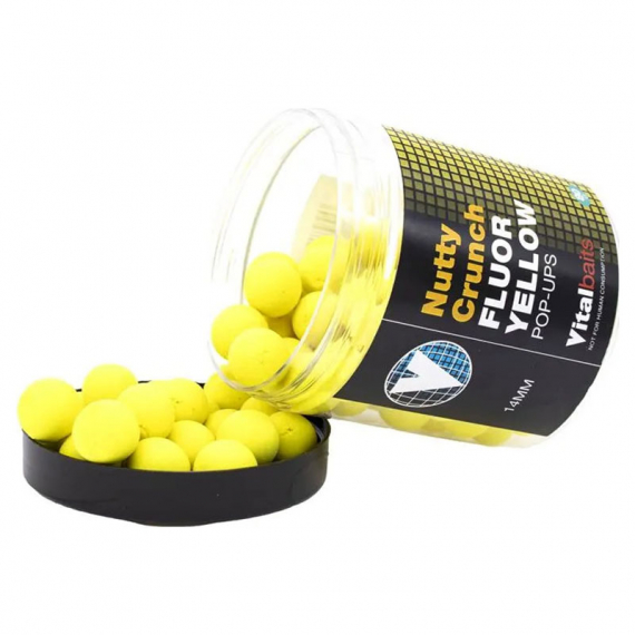 Vital Baits Pop-ups Nutty Crunch Fluor Yellow 80g i gruppen Sluker / Boilies Og Grunnfõr / Popups & Wafters hos Sportfiskeprylar.se (04-0038r)