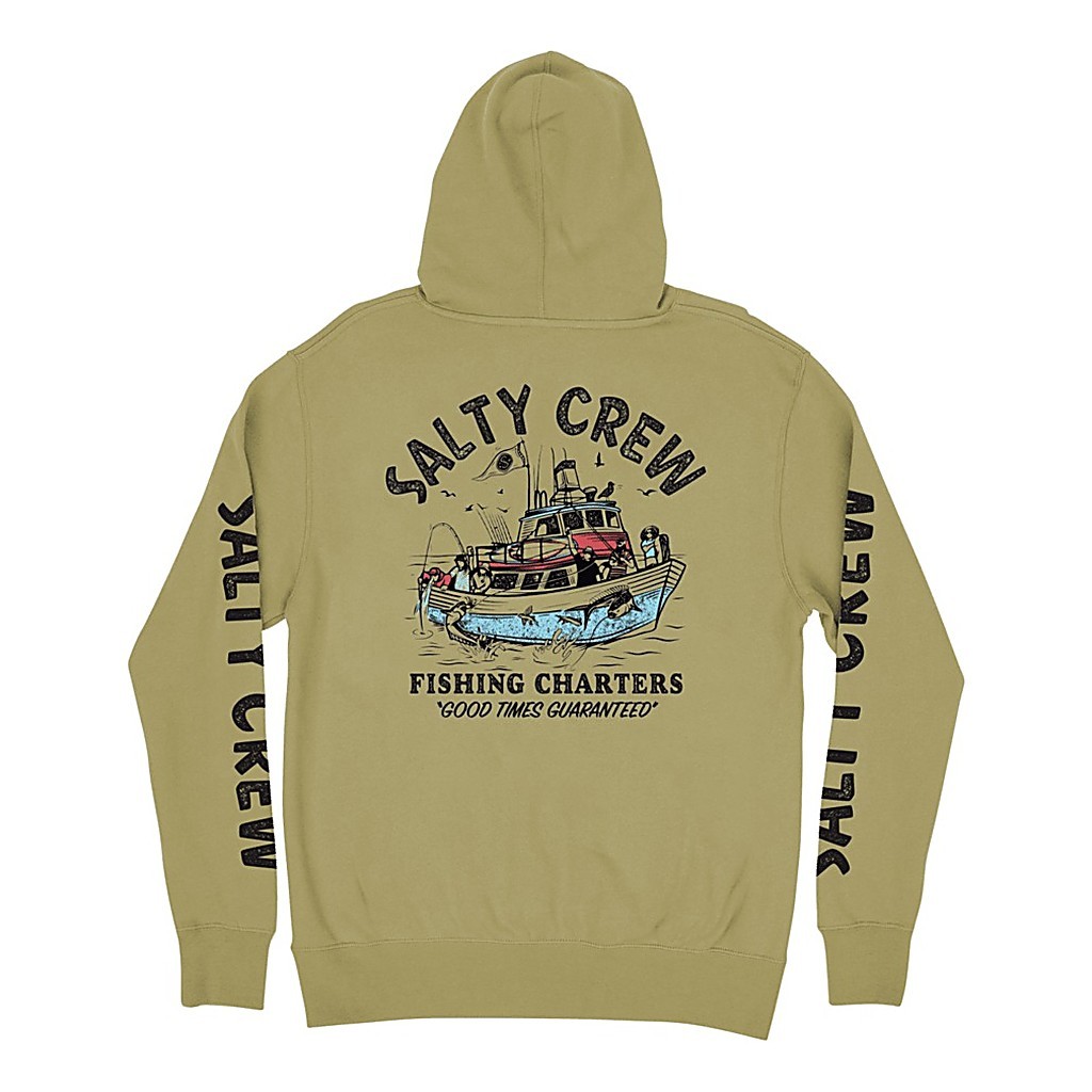 Salty Crew Fishing Charters Hooded Fleece Sandstone i gruppen Klær Og Fottøy / Klær / Gensere / Hettegensere hos Sportfiskeprylar.se (0804046385486r)