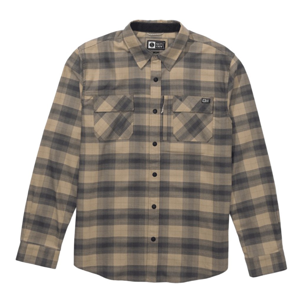 Salty Crew Fathom Ls Tech Flannel Khaki i gruppen Klær Og Fottøy / Klær / Skjorter hos Sportfiskeprylar.se (0804046586739r)