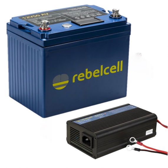 Rebelcell 12V50 AV l-ion Batteri (632 Wh) Med Laddare 12.6V10A Li-ion i gruppen Båtelektronikk / Batterier Og Ladere / Batterier / Lithiumbatterier hos Sportfiskeprylar.se (12050AVREUAPaket)