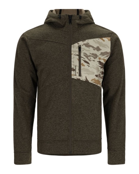 Simms CX Hoody - Full Zip Dark Stone/Ghost Camo Stone i gruppen Klær Og Fottøy / Klær / Gensere / Hettegensere hos Sportfiskeprylar.se (13655-3008-20r)
