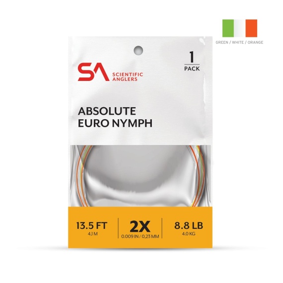 SA Absolute Euro Nymph Leader 30\' 4X (0,18 mm) i gruppen Kroker Og Terminal Takkel / Ledere Og Fortommsmaterialer / Ferdiglagde Fortommer / Tappert Fortomm hos Sportfiskeprylar.se (140935r)