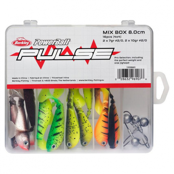 Berkley Pulse Shad Box 8cm inkl. Jiggskallar i gruppen Sluker / Sluksett hos Sportfiskeprylar.se (1550663)