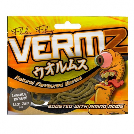 Fladen Vermz Borstmask 9,5cm (15-pack) - Natural Olive i gruppen Sluker / Softbaits / Abbor Softbaits Og Gjørs Softbaits hos Sportfiskeprylar.se (20-5995-02)