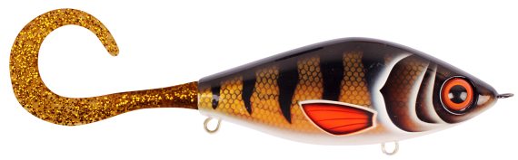 TrueGlide Guppie Jr, 11cm, 70gr - Golden Perch - Gold / Gold glitter i gruppen Sluker / Tailbaits Og Hybrid Baits hos Sportfiskeprylar.se (29-EG208A-TR003)
