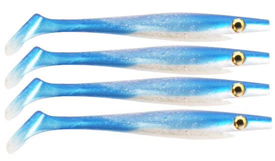 Pig Shad 15cm Nano Size (4-pack) - Blue Pearl i gruppen Sluker / Softbaits / Gjedde Softbaits hos Sportfiskeprylar.se (29-SP172D-100)