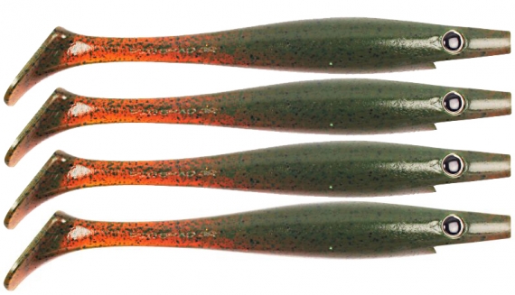 Pig Shad 15cm Nano Size (4-pack) - Motor Oil Pepper i gruppen Sluker / Softbaits / Gjedde Softbaits hos Sportfiskeprylar.se (29-SP172D-C017)