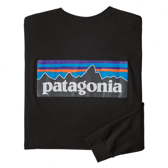 Patagonia M\'s L/S P-6 Logo Responsibili-Tee Black i gruppen Klær Og Fottøy / Klær / Gensere / Langarmet Tskjorte hos Sportfiskeprylar.se (38518-BLK-Sr)