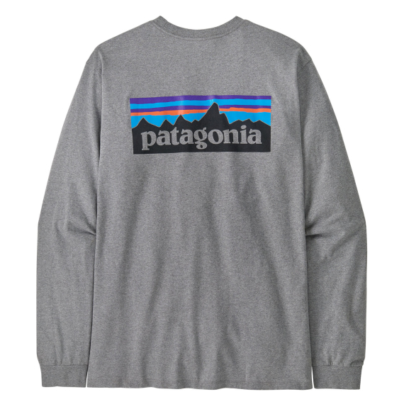 Patagonia M\'s L/S P-6 Logo Responsibili-Tee Gravel Heather i gruppen Klær Og Fottøy / Klær / Gensere / Langarmet Tskjorte hos Sportfiskeprylar.se (38518-GLH-Sr)