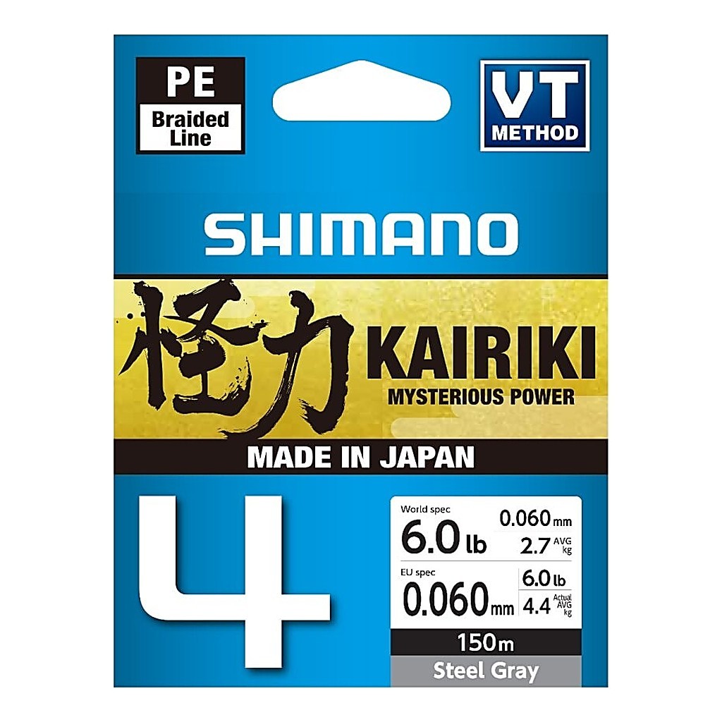 Shimano Line Kairiki 4 150m 0.06mm 4.4kg Steel Gray i gruppen Snører / Multifilament hos Sportfiskeprylar.se (5000041961DO)