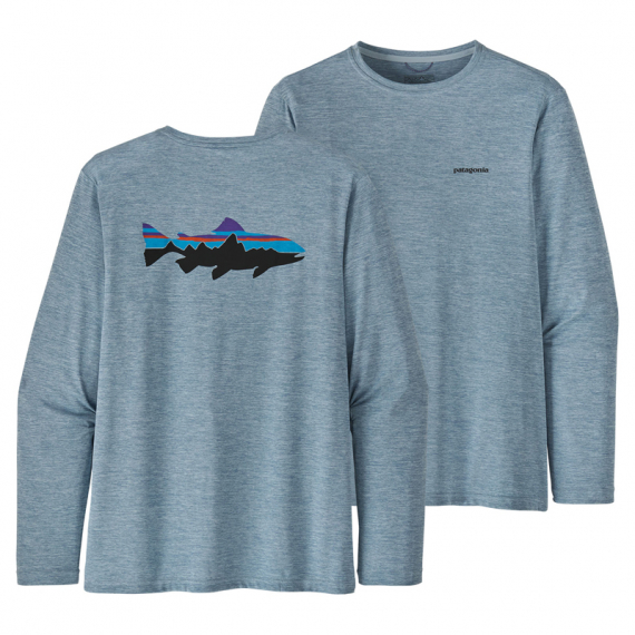 Patagonia M\'s L/S Cap Cool Daily Fish Graphic Shirt Fitz Roy Trout: Steam Blue X-Dye i gruppen Klær Og Fottøy / Klær / Gensere / Langarmet Tskjorte hos Sportfiskeprylar.se (52147-FTBXr)