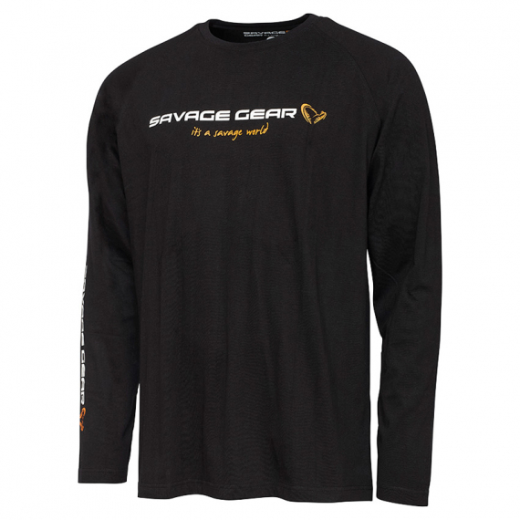 Savage Gear Signature Logo Long Sleeve T-Shirt Black Caviar i gruppen Klær Og Fottøy / Klær / Gensere / Langarmet Tskjorte hos Sportfiskeprylar.se (73909r)