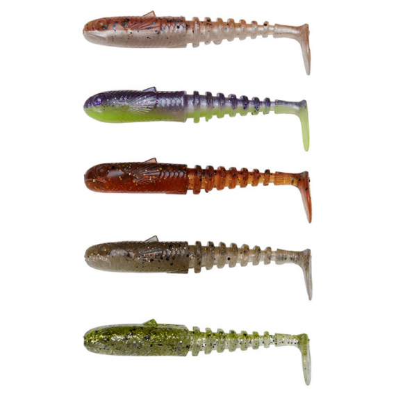 Savage Gear Gobster Shad 9cm 9g (5-Pack) - Clear Water Mix i gruppen Sluker / Softbaits / Abbor Softbaits Og Gjørs Softbaits hos Sportfiskeprylar.se (76954)
