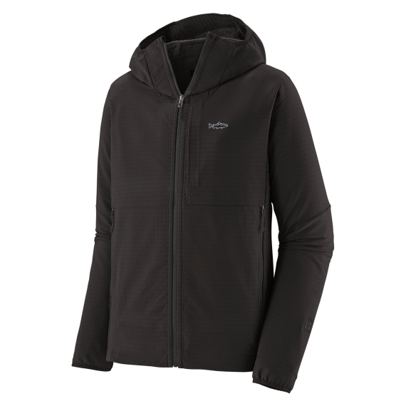 Patagonia M\'s R1 TechFace Fitz Roy Trout Hoody Black i gruppen Klær Og Fottøy / Klær / Jakker / Skalljakke hos Sportfiskeprylar.se (81786-BLK-Lr)