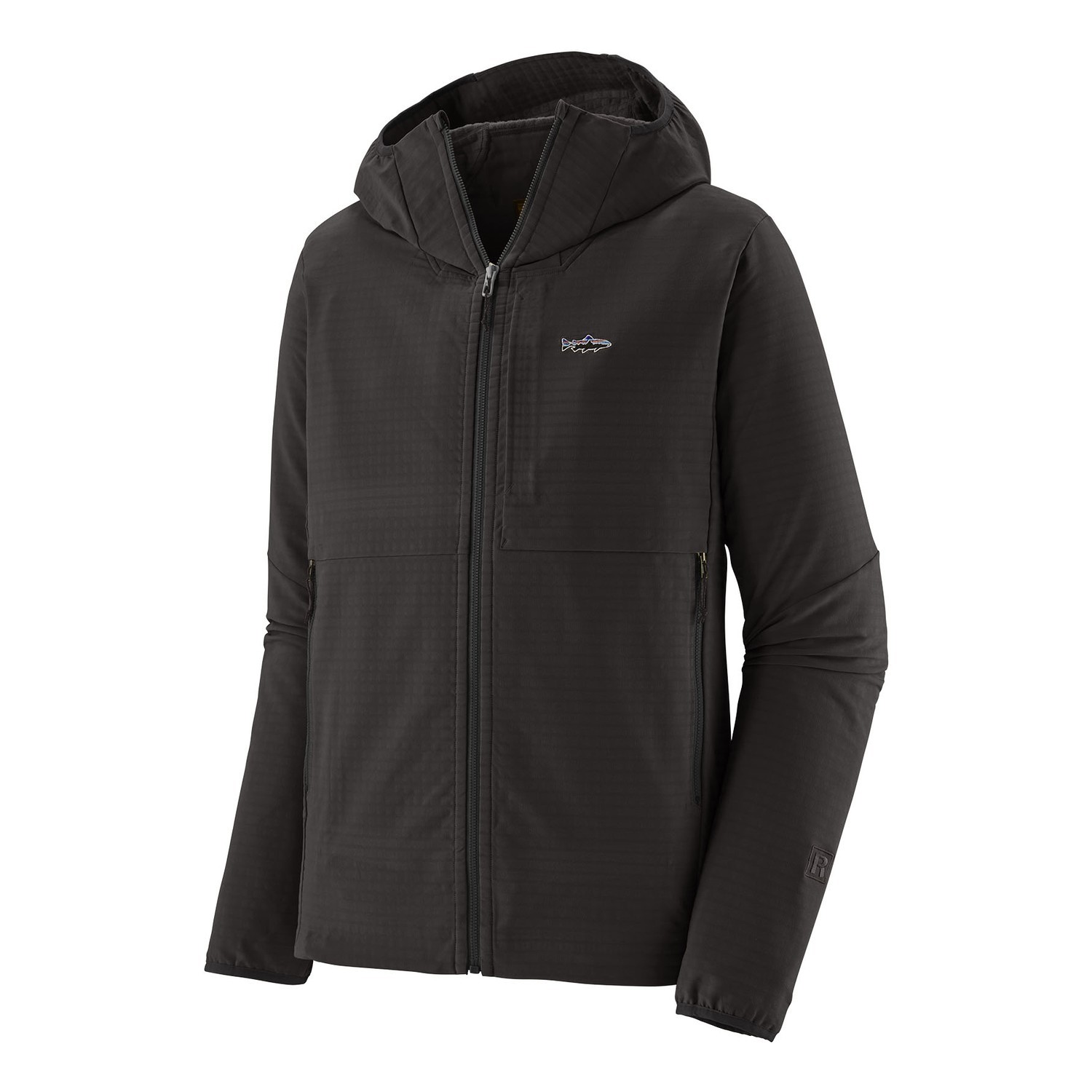 Patagonia M\'s R1 TechFace Fitz Roy Trout Hoody BLK i gruppen Klær Og Fottøy / Klær / Jakker / Vindstopper hos Sportfiskeprylar.se (81787-BLK-XXLr)