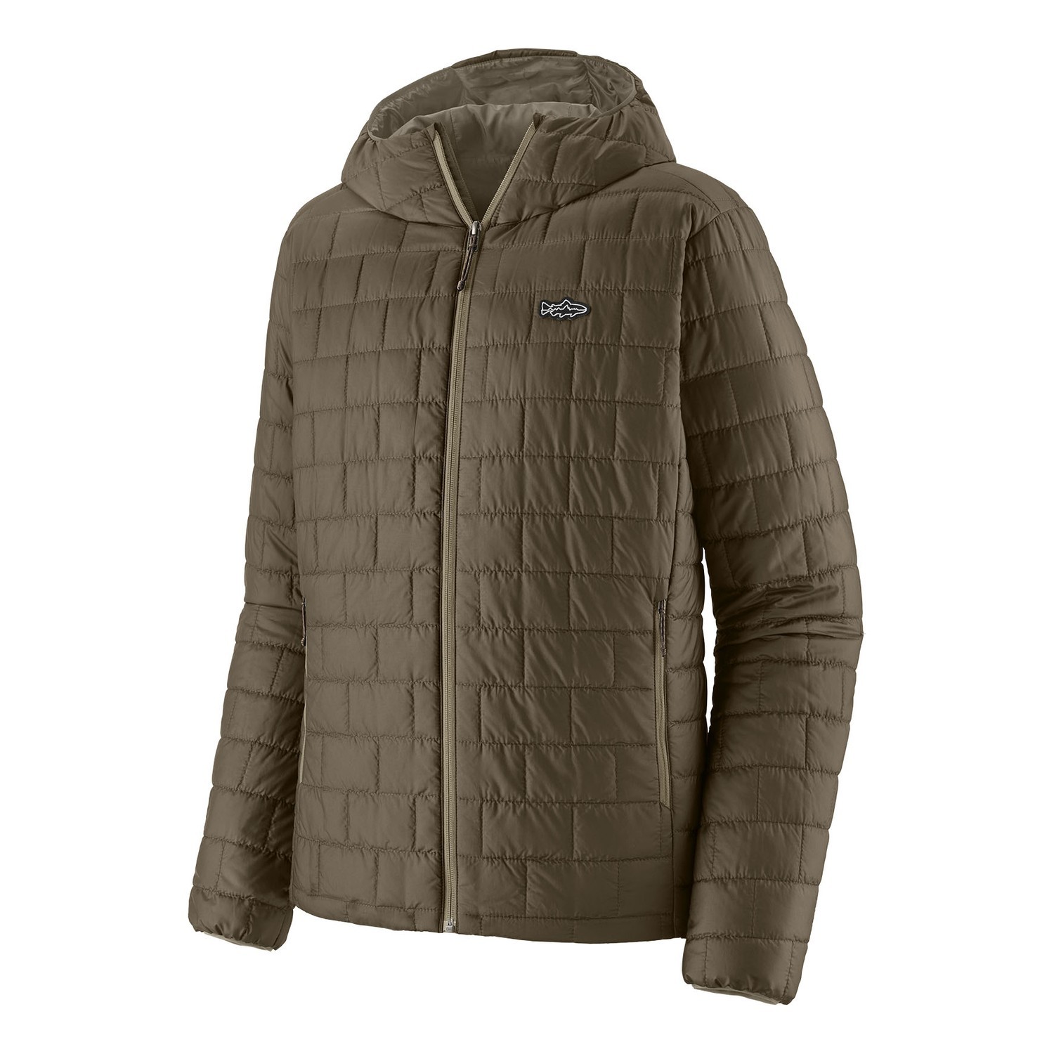 Patagonia M\'s Nano Puff Fitz Roy Trout Hoody BSNG i gruppen Klær Og Fottøy / Klær / Jakker / Dun- og syntetfôrede jakker hos Sportfiskeprylar.se (84456-BSNG-XXLr)