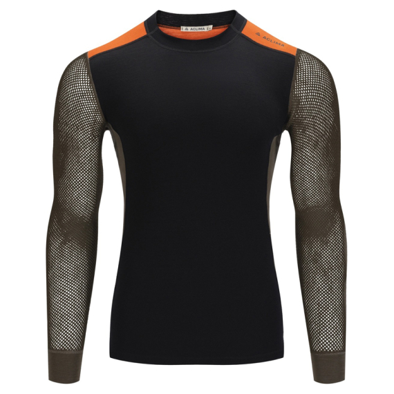 Aclima WoolNet Hybrid Crewneck M\'s Jet Black/Tarmac/Gold Flame i gruppen Klær Og Fottøy / Klær / Mellomlag Og Undertøy / Superundertøy Genser/T-Skjorte hos Sportfiskeprylar.se (90-110008r)