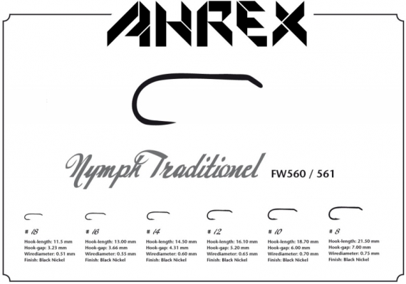 Ahrex FW561 - Nymph Traditional - Barbless i gruppen Kroker Og Terminal Takkel / Kroker / Fluebindings Kroker hos Sportfiskeprylar.se (AFW561-8r)