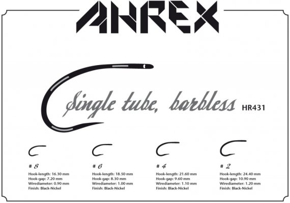 Ahrex HR431 - Tube Single Barbless #2 i gruppen Kroker Og Terminal Takkel / Flue Binding / Fluebindingsmateriale / Tubekroker hos Sportfiskeprylar.se (AHR431-2)
