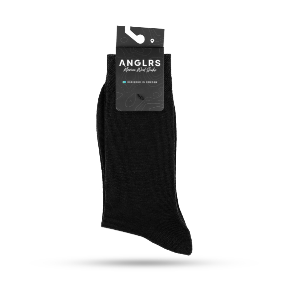 Anglrs Merino Wool Socks Black 41-46 1-pack i gruppen Klær Og Fottøy / Klær / Mellomlag Og Undertøy / Sokker hos Sportfiskeprylar.se (AMWB41461)