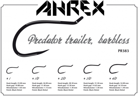 Ahrex PR383 - Predator Trailer Hook, Barbless #2/0 i gruppen Kroker Og Terminal Takkel / Kroker / Fluebindings Kroker hos Sportfiskeprylar.se (APR383-2_0)