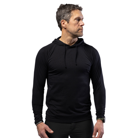 Beyond Nordic BN213 M\'s Light Merino Hoodie Onyx Black i gruppen Klær Og Fottøy / Klær / Mellomlag Og Undertøy / Superundertøy Genser/T-Skjorte hos Sportfiskeprylar.se (BN213-M-BLACK-2XLr)