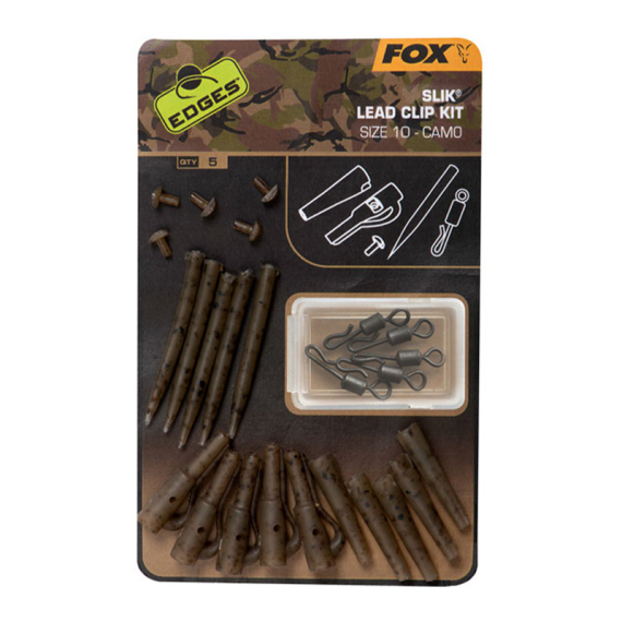 Fox Edges Camo Slik Lead Clip Kit Size 10 5-pack i gruppen Kroker Og Terminal Takkel / Rigg Tilbehør / Annet Rig Tilbehør hos Sportfiskeprylar.se (CAC779)