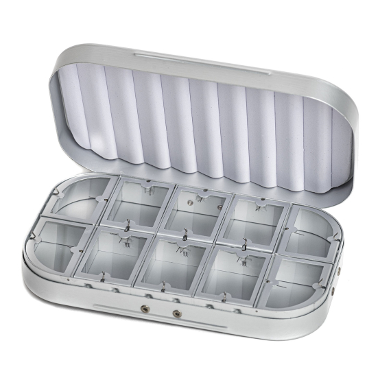 Aluminium box 10 compartments - Silver i gruppen Oppbevaring / Utstyrsskrin / Flueboks hos Sportfiskeprylar.se (CH-305)