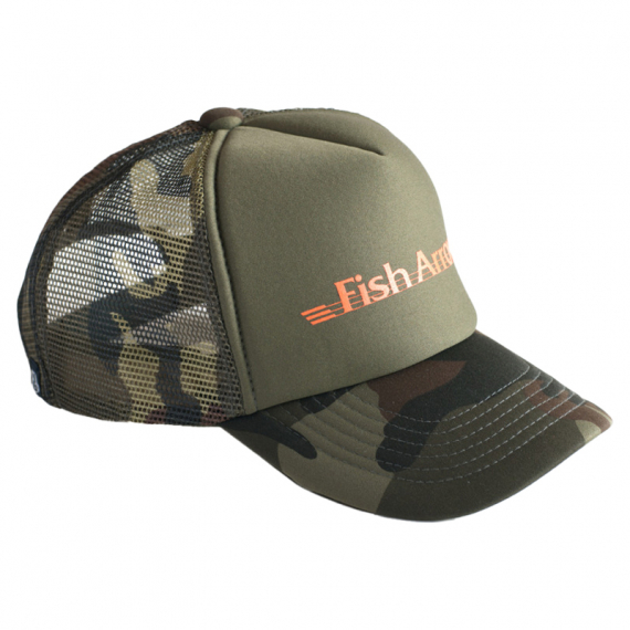 Fish Arrow Mesh Cap Green Camo/Orange logo i gruppen Klær Og Fottøy / Caps Og Annet Hodeplagg / Caps / Trucker Caps hos Sportfiskeprylar.se (FA-4562178067828)