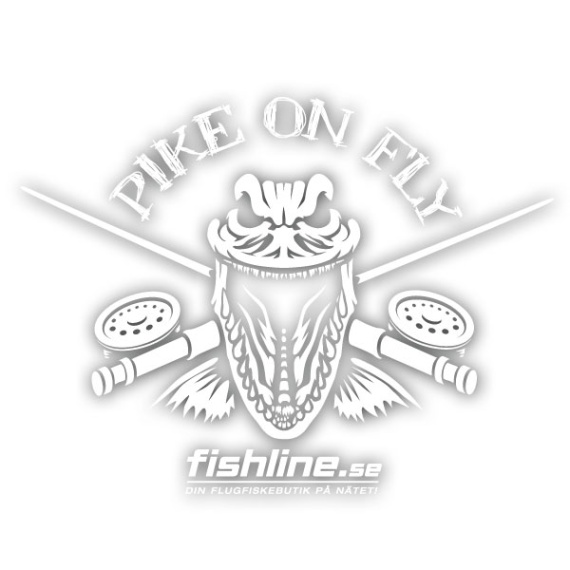 Fishline Pike on Fly sticker White i gruppen Annen / Klistremerker Og Dekaler hos Sportfiskeprylar.se (FL-STICK-POFV2)