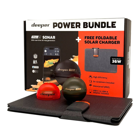 Deeper Smart Sonar CHIRP+ 3.0 Power Bundle With Solar Panel i gruppen Båtelektronikk / El-Motorer / Baugmontert El-Motor hos Sportfiskeprylar.se (ITGAM2595)