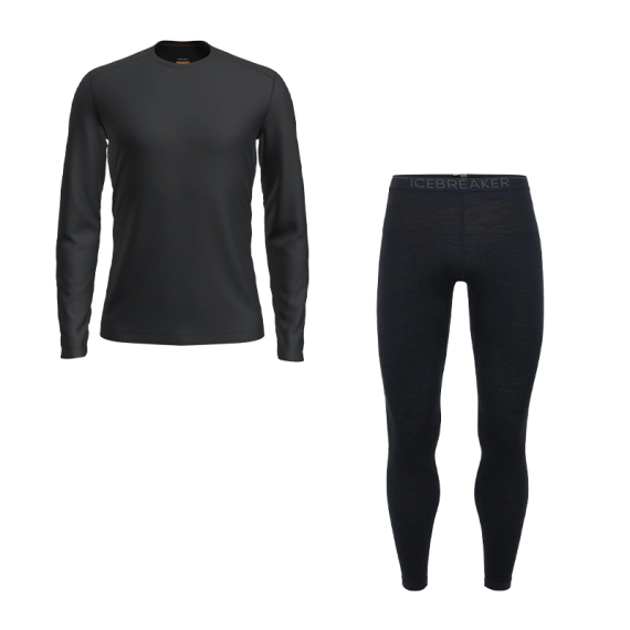 Icebreaker Mens 200 Oasis LS Crewe & Leggings Black i gruppen Klær Og Fottøy / Klær / Mellomlag Og Undertøy / Undertøyssett hos Sportfiskeprylar.se (IVEBREAKERSET)