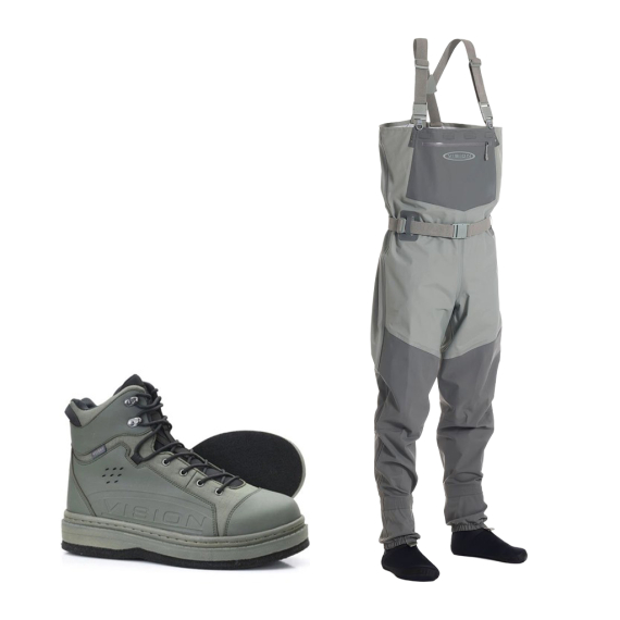 Vision Koski Grey & Koski Green 2.0 Felt Sole Wading Kit i gruppen Klær Og Fottøy / Vadebukser Og Vadeutstyr / Vadesett hos Sportfiskeprylar.se (KOSKIGREYKOSKIFILT)
