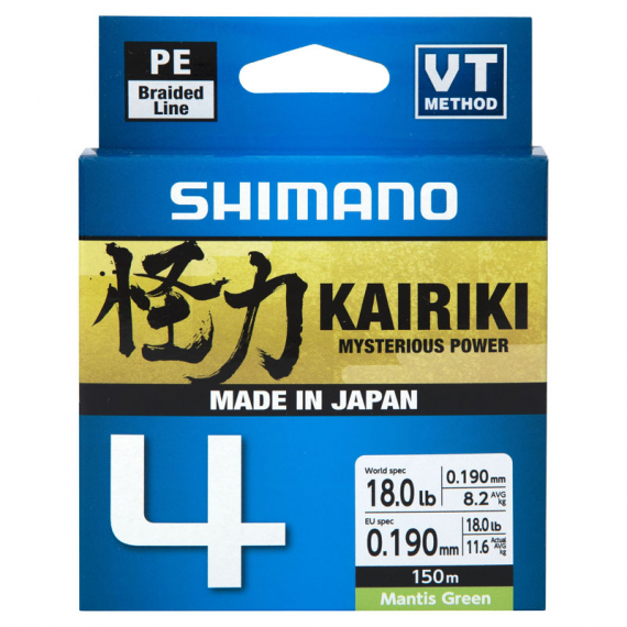 Shimano Kairiki 4, 150m Mantis Green - 0.10mm 6.8kg i gruppen Snører / Multifilament hos Sportfiskeprylar.se (LDM54TE0810015G)