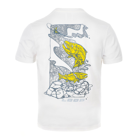 Loop M\'s Logo T-Shirt Atlantic Salmon Optic White i gruppen Klær Og Fottøy / Klær / T-Skjorte hos Sportfiskeprylar.se (LMLTAS01-002-2XLr)