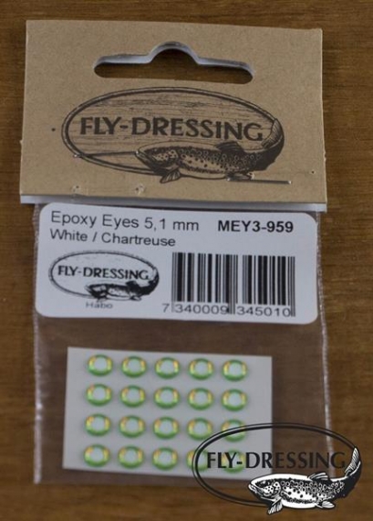 Epoxy Eyes 5,1mm, White/Chartreuse i gruppen Kroker Og Terminal Takkel / Flue Binding / Fluebindingsmateriale / Øyne hos Sportfiskeprylar.se (MEY3-959)