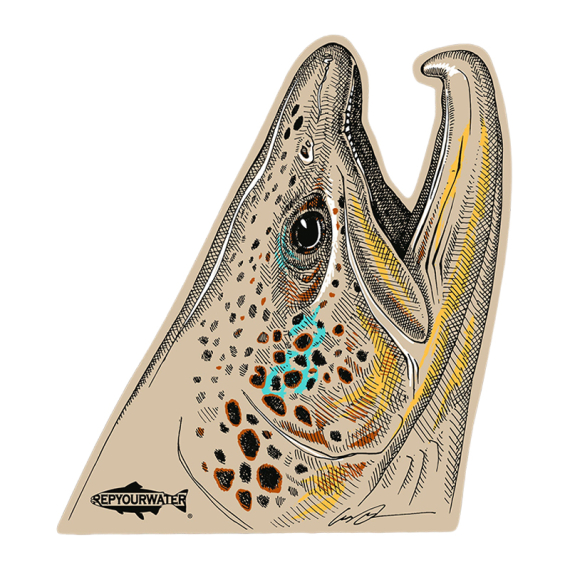 RepYourWater Sticker - Rising Brown i gruppen Annen / Klistremerker Og Dekaler hos Sportfiskeprylar.se (NFD9720)