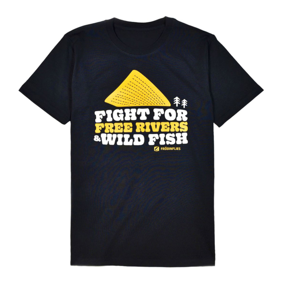 Frödin \'Free Rivers & Wild Fish\' Heavyweight T-Shirt - Black i gruppen Klær Og Fottøy / Klær / T-Skjorte hos Sportfiskeprylar.se (OT-FRHLr)
