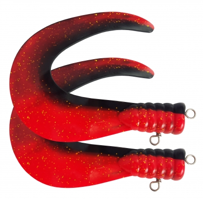 SvartZonker Big Tail (2-pack) - C15 Black/Fl.Red i gruppen Sluker / Softbaits / Ekstra Haler Og Curlytails hos Sportfiskeprylar.se (SZ101115)