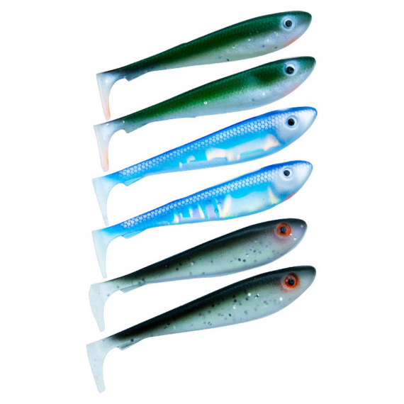 Svartzonker McRubber Shad 9cm Mix (6-pack) - Baitfish i gruppen Sluker / Softbaits / Abbor Softbaits Og Gjørs Softbaits hos Sportfiskeprylar.se (SZ103553)
