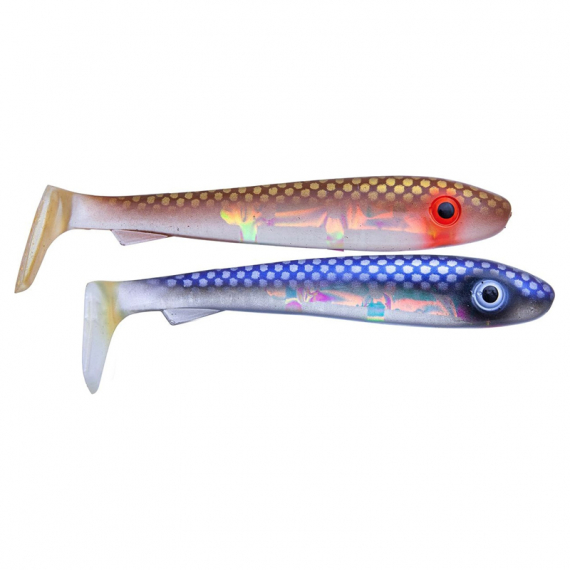 SvartZonker Big McRubber UV Series (2-pack) - Brown Back & Steel Blue Flash i gruppen Sluker / Softbaits / Gjedde Softbaits hos Sportfiskeprylar.se (SZ110408)