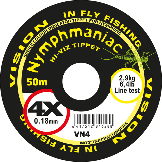 Vision Nymphmaniac Hi-Viz Yellow Tippet 50m i gruppen Fiskemetoder / Fluefiske hos Sportfiskeprylar.se (VN3r)