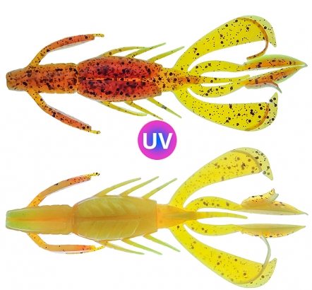 PerchFight Crayfish 4.4\'\' 5-Pack , Motoroil Glitter Orange i gruppen Sluker / Softbaits / Kreps Og / Kreps hos Sportfiskeprylar.se (Z-PC44-MGO)