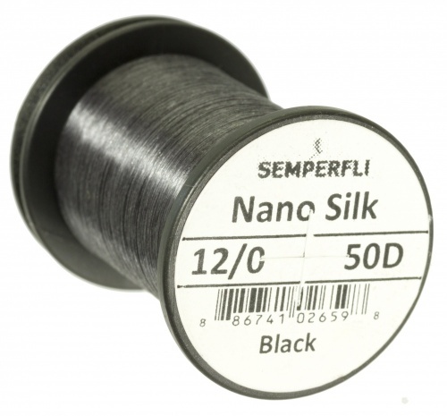Semperfli Nano Silk 12/0 50D - Black i gruppen Kroker Og Terminal Takkel / Flue Binding / Fluebindingsmateriale / Bindetråd hos Sportfiskeprylar.se (nano-blkr)