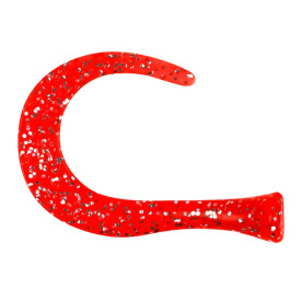 Strike Pro Guppie Tail Jr, 3 curly / 1 paddle - Red/Silver Glitter
