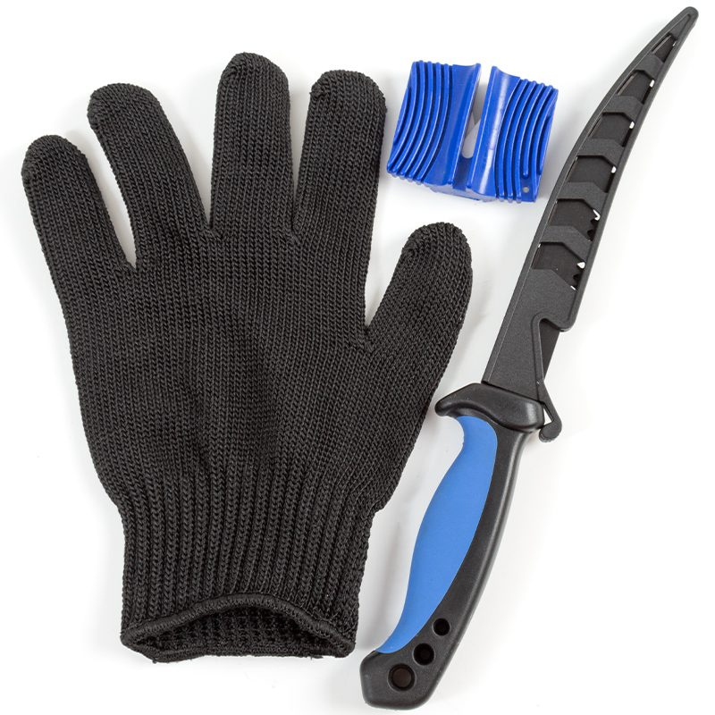 Fladen Filet knife 15cm Set with Knife Sharpener And Glove