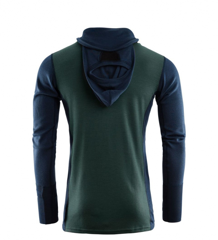 Aclima WarmWool Hoodsweater w/zip M\'s Navy Blazer/Green Gables/Coastal Fjord